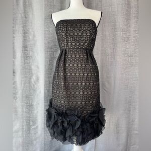 Milly | Dresses | Milly Strapless Midi Petunia Curled Lace Dress | Poshmark